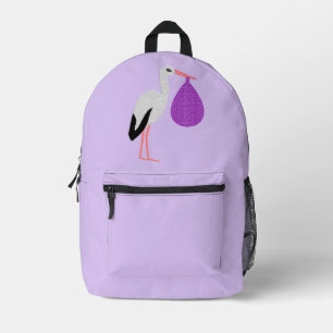 Lila geschlechtsneutrale Baby-Storch Bedruckter Rucksack