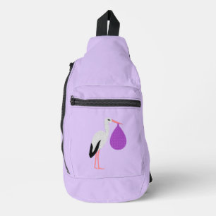 Lila geschlechtsneutrale Baby-Storch Crossbody Bag