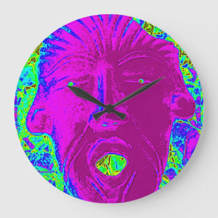 lila Gesichtslaufzeit Große Wanduhr