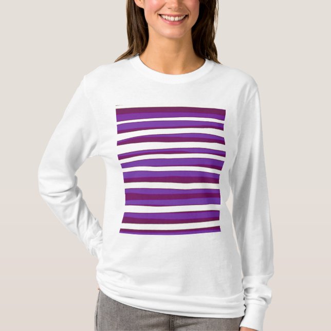 Lila gestreifte Abstrakte Kunst T-Shirt (Vorderseite)
