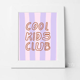 Lila gestreifter Cool Kids Club Retro-Kinderzimmer Poster