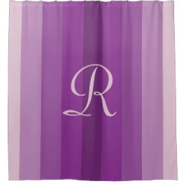 Lila gestreiftes, blass Lila Monogramm Mit Monogra Duschvorhang