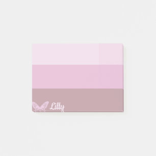 Lila gestrichelte Schmetterlinge, rosa Post-it Klebezettel
