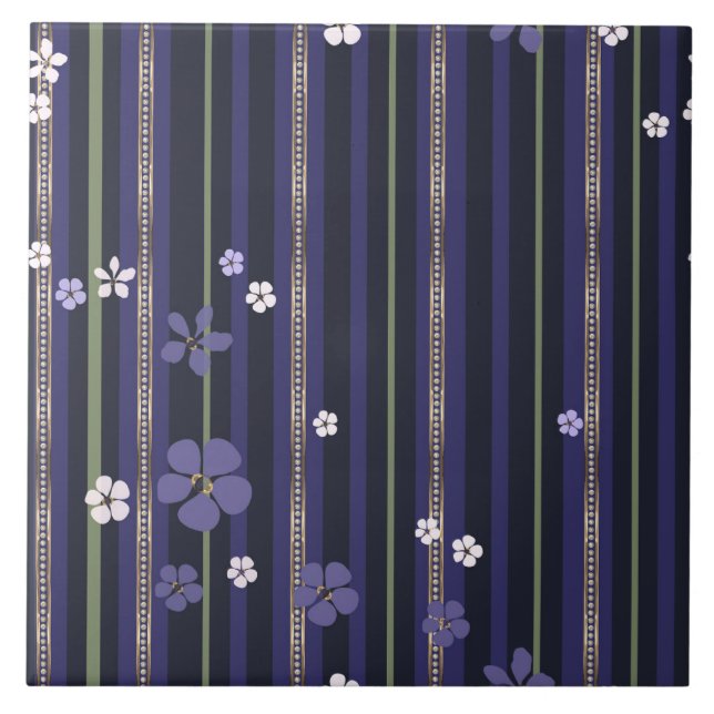 Lila gestrichene Blume Fliese (Vorderseite)