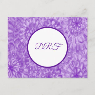 Lila gestrichene Blume mit Monogramm Postkarte