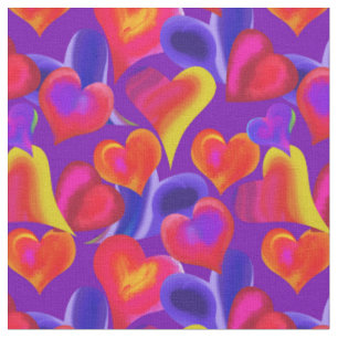 Lila gestrichene Herzen Valentine's Day Stoff