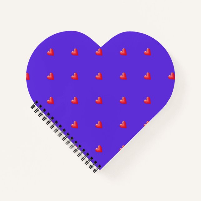 Lila gestrichene rote Herzen | Valentinstag Notizbuch (Vorderseite)