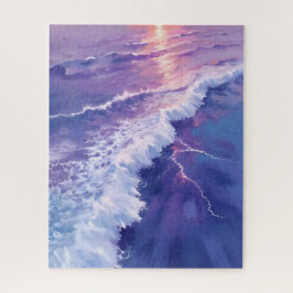 Lila Gezeiten | Ozeanwellen Aquarellmalerei