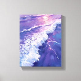 Lila Gezeiten | Ozeanwellen Aquarellmalerei Leinwanddruck