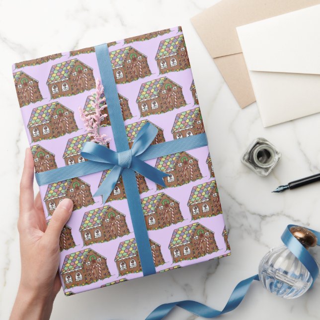 Lila Gingerbrot Weihnachtsfeiertag Backen Geschenkpapier (Schenken)
