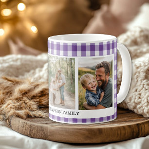 Lila Gingham 3 Foto Kaffeetasse