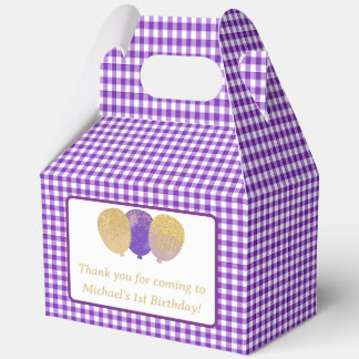 Lila Gingham-Balloons Benutzerdefinierte Foto-Gebu Geschenkschachtel