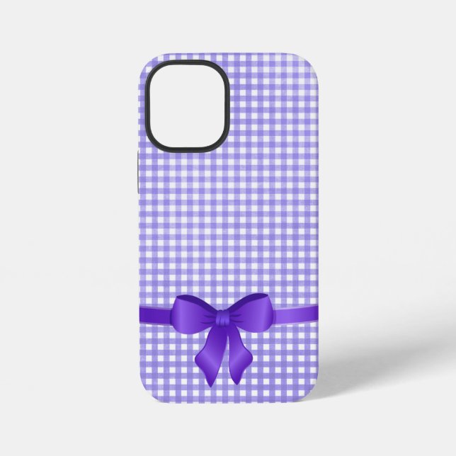 lila Gingham-Bogen iPhone 12 Mini Hülle (Rückseite)