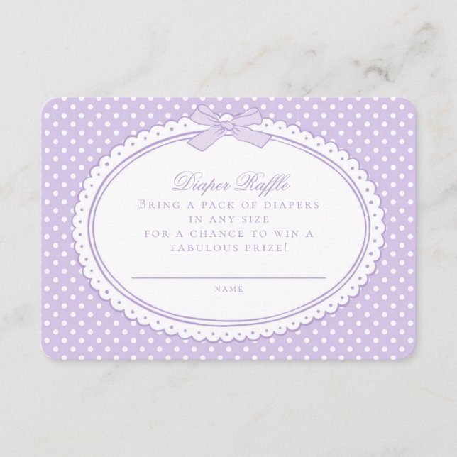 Lila Gingham Coquette Windel-Raffel Begleitkarte (Vorderseite)