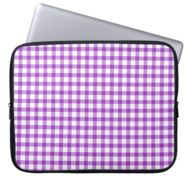 Lila Gingham Country Chic Laptopschutzhülle (Vorderseite)