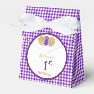 Lila Gingham Glitter Ballons individuell mit 3 Fot Geschenkschachtel
