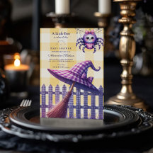 Lila Gingham Halloween Baby Dusche