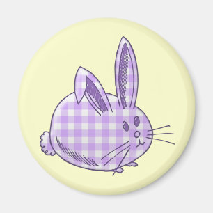 lila Gingham-Hase Magnet