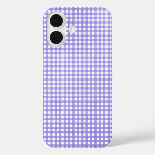 lila Gingham iPhone 16 Hülle (Rückseite)