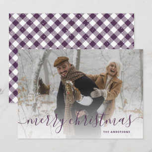 Lila Gingham Kariert Foto Frohe Weihnachten