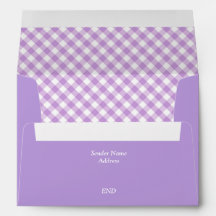 Lila Gingham Kariert Lined Envelope