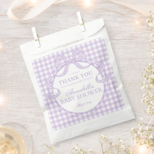 Lila Gingham Kokette Bogen Babyparty-Dessert Geschenktütchen