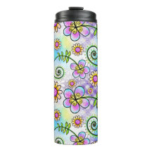 Lila Gingham mit handgezeichnet Blume und Reben