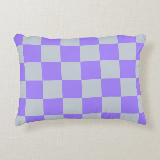 Lila Gingham-Muster Dekokissen (Vorderseite)