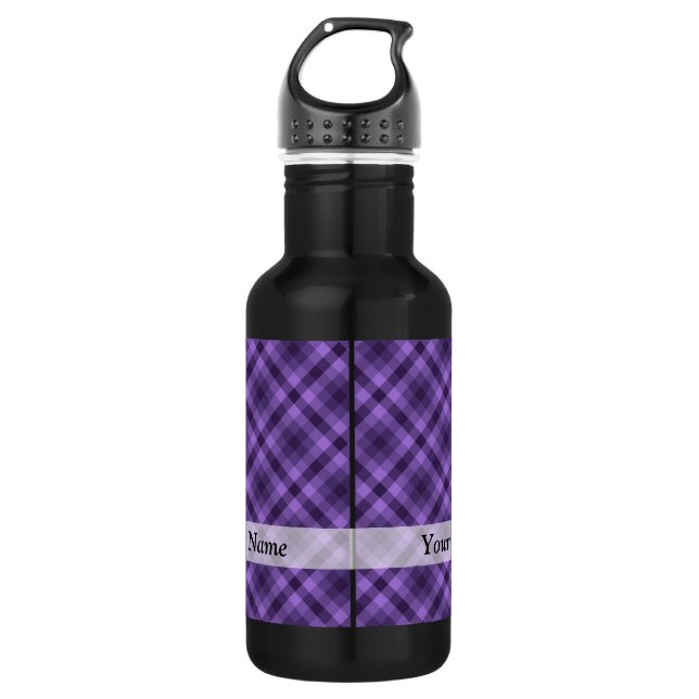 Lila Gingham-Muster Edelstahlflasche (Vorderseite)