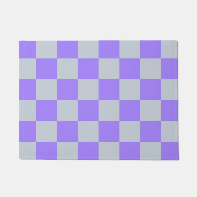 Lila Gingham-Muster Fußmatte (Vorderseite)