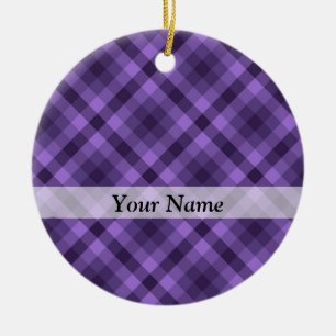Lila Gingham-Muster Keramik Ornament