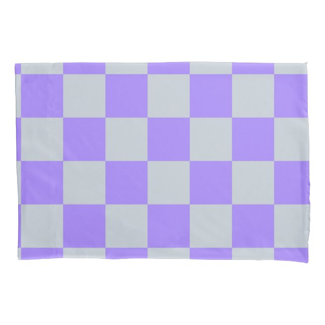 Lila Gingham-Muster Kissenbezug (Vorderseite)