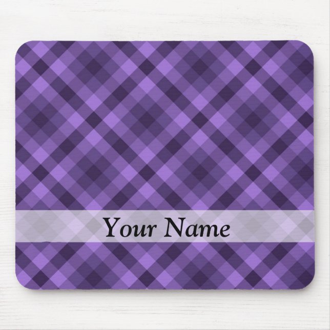 Lila Gingham-Muster Mousepad (Vorne)