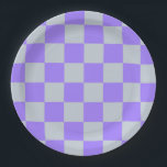 Lila Gingham-Muster Pappteller<br><div class="desc">Lila Gingham-Muster</div>