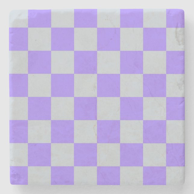 Lila Gingham-Muster Steinuntersetzer (Vorderseite)