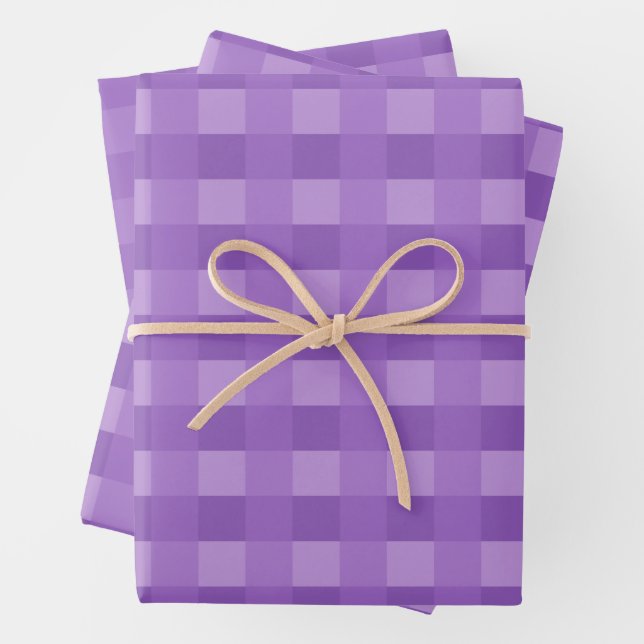 Lila Gingham Pattern Wrapping Paper Geschenkpapier Set (Beispiel)