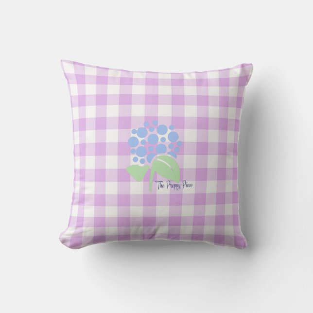 lila Gingham Throw Kissen (Vorderseite)