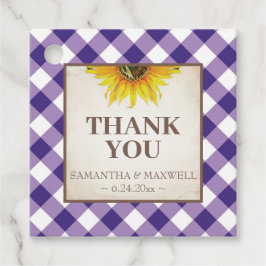 Lila Gingham und Sunflower Vielen Dank Geschenkanhänger