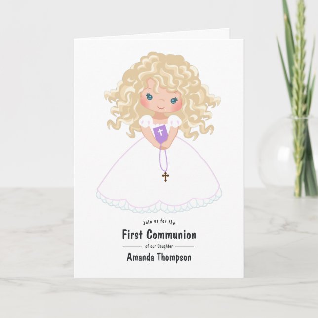 Lila Girl First Heilige Kommune Foto Einladung (Vorderseite)