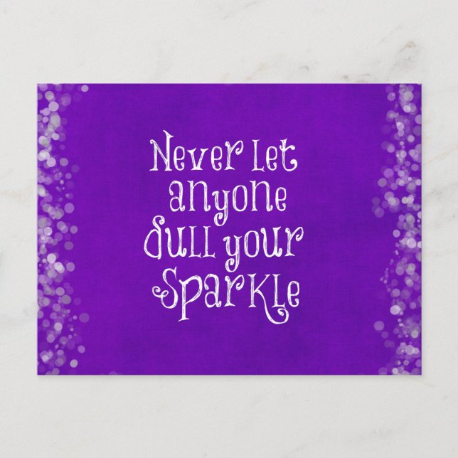 Lila Girl-Inspiration-Sparkle-Zitat Postkarte (Vorderseite)