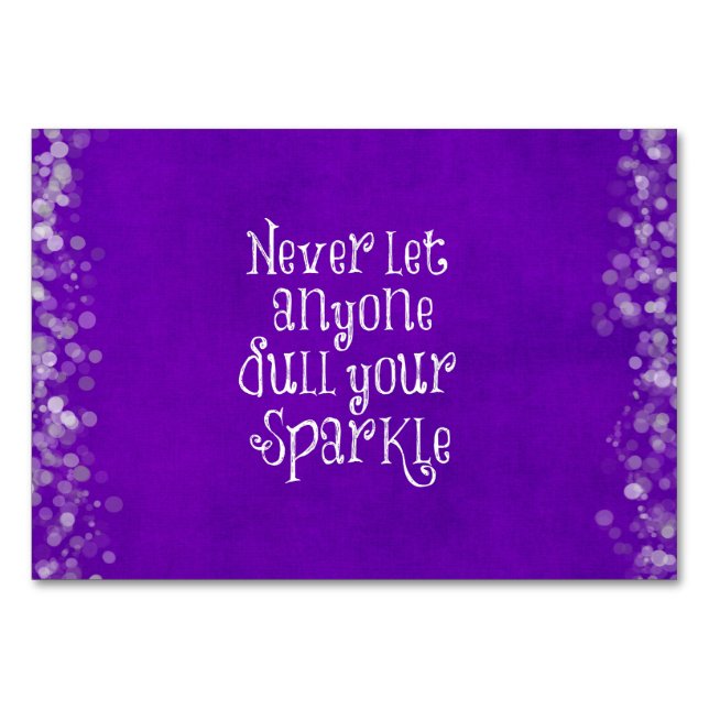 Lila Girl-Inspiration-Sparkle-Zitat Tischnummer (Vorderseite)