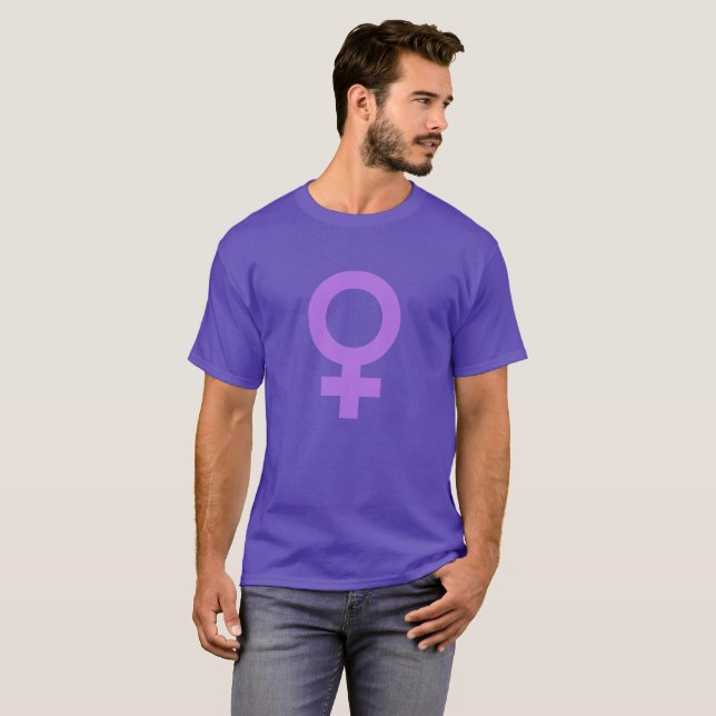 Lila Girl-Power Frauensymbol T-Shirt (Vorne ganz)