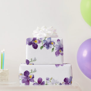 Lila Girlanden-Orchidee Elegante Florale Botanik Geschenkpapier