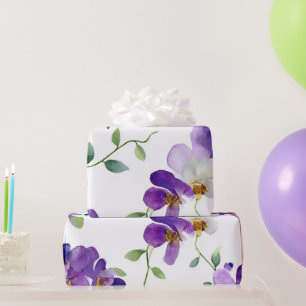 Lila Girlanden-Orchidee Elegante Florale Botanik Geschenkpapier