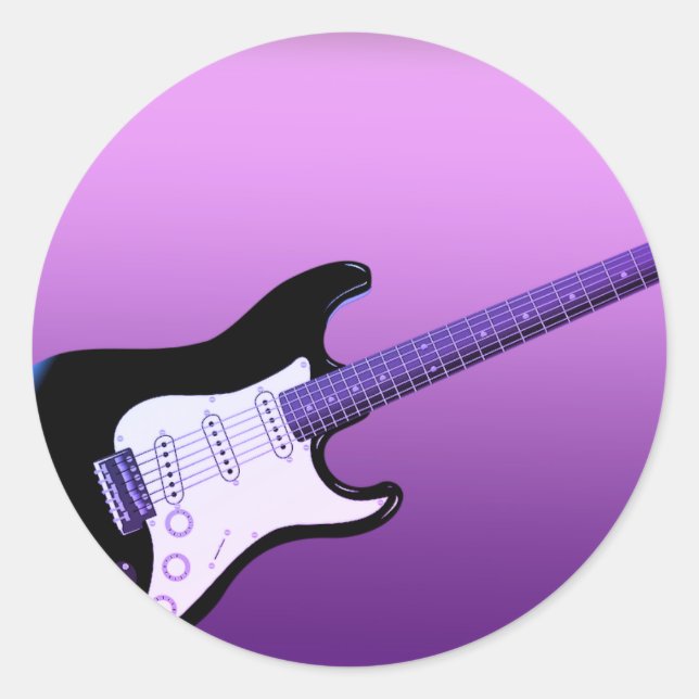 Lila Gitarrenaufkleber Runder Aufkleber (Vorderseite)