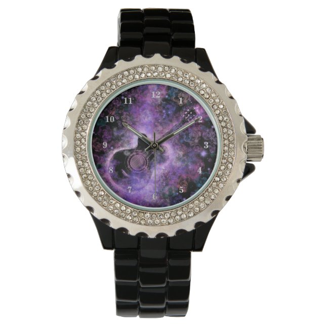Lila Gitarrenüberwachung Armbanduhr (Vorderseite)