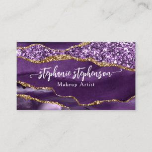 Lila Glam Glitzer Agate Fashion Stylist Modern Visitenkarte