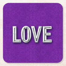 Lila Glam LIEBE Untersetzer Set