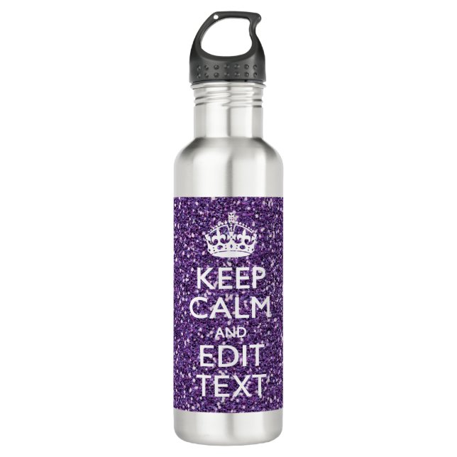 Lila Glamour Behalten Ruhe haben Ihren Text Trinkflasche (Vorderseite)