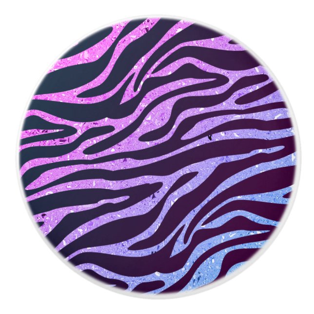 Lila Glanz und Zebradruck Keramikknauf (Vorderseite)